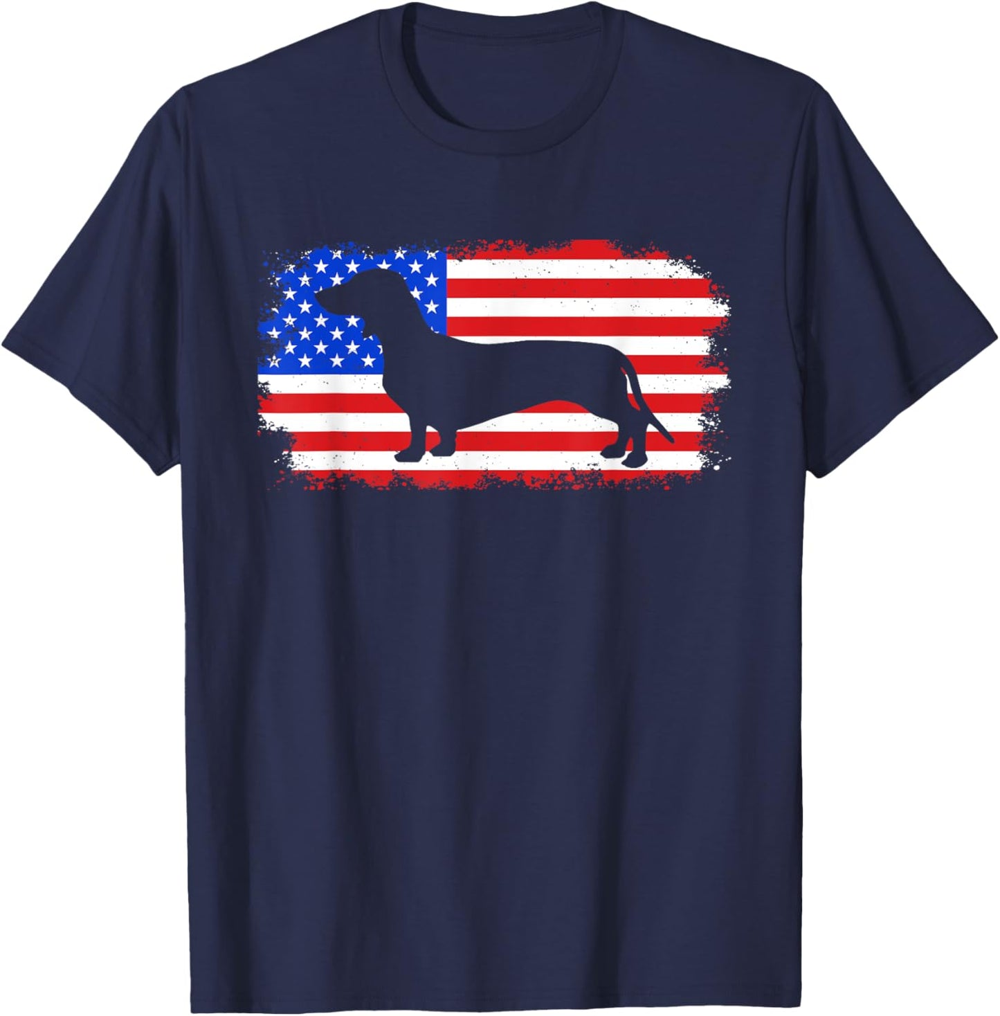 Dachshund American Flag 4th of July Dog Patriotic Women Kids T-Shirt - T-Shirt | Navy