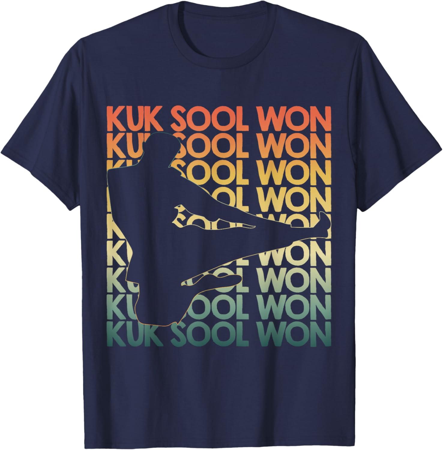 Retro Kuk Sool Won Repetitive Vintage Fighter T-Shirt - T-Shirt | Navy