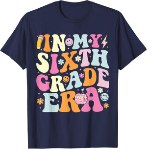In My Sixth Grade Era Cool 6th Grade Teacher Back to School T-Shirt - T-Shirt | Navy