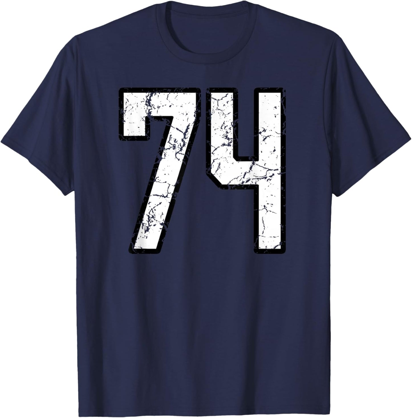 White and Black Sports Number 74 Jersey Uniform Player T-Shirt - T-Shirt | Navy