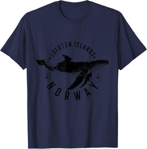 Lofoten Islands Norway Souvenir Norwegian Whale Ocean T-Shirt - T-Shirt | Navy