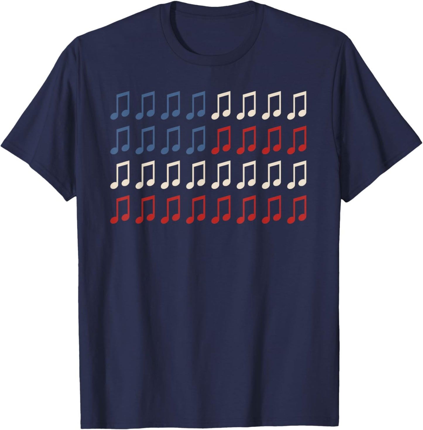 Patriotic Music Notes American Flag Funny Music 4th Of July T-Shirt - T-Shirt | Navy
