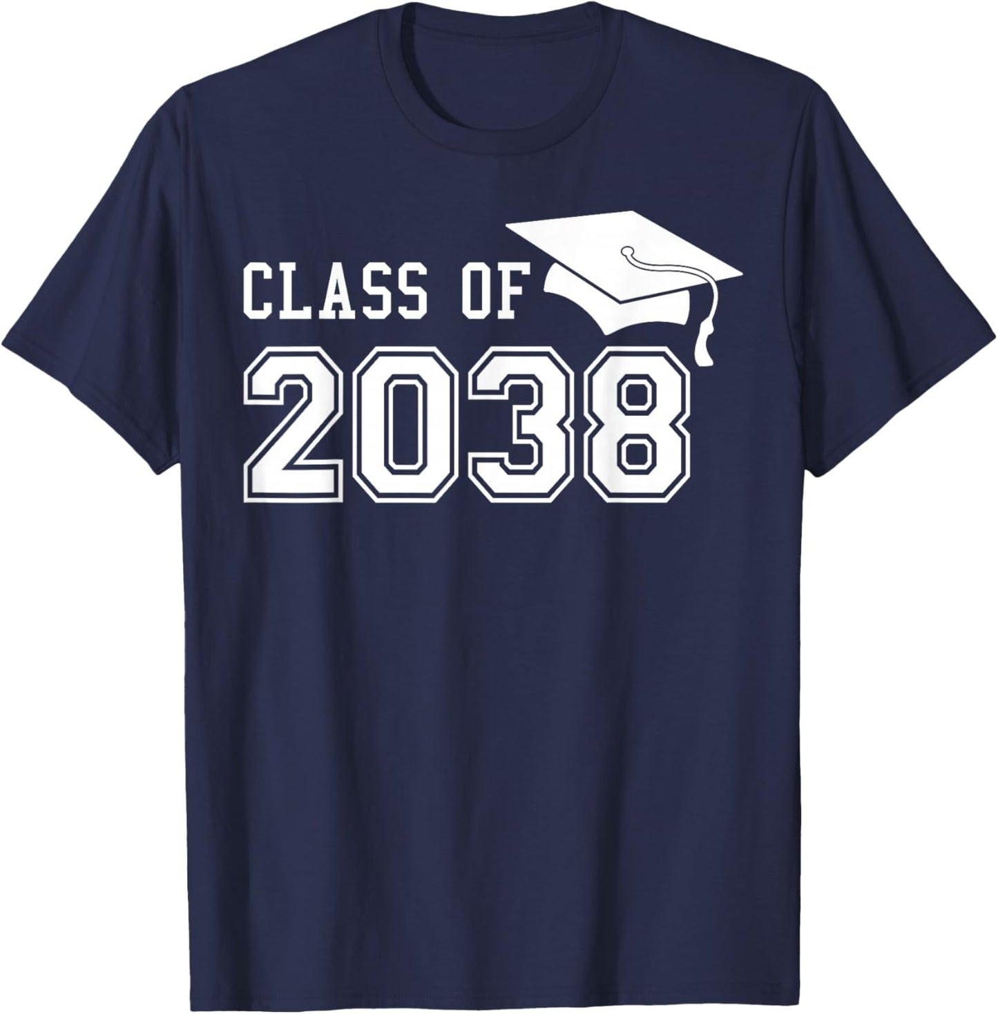 Class of 2038 Grow With Me First Day of School Graduation T-Shirt - T-Shirt | Navy