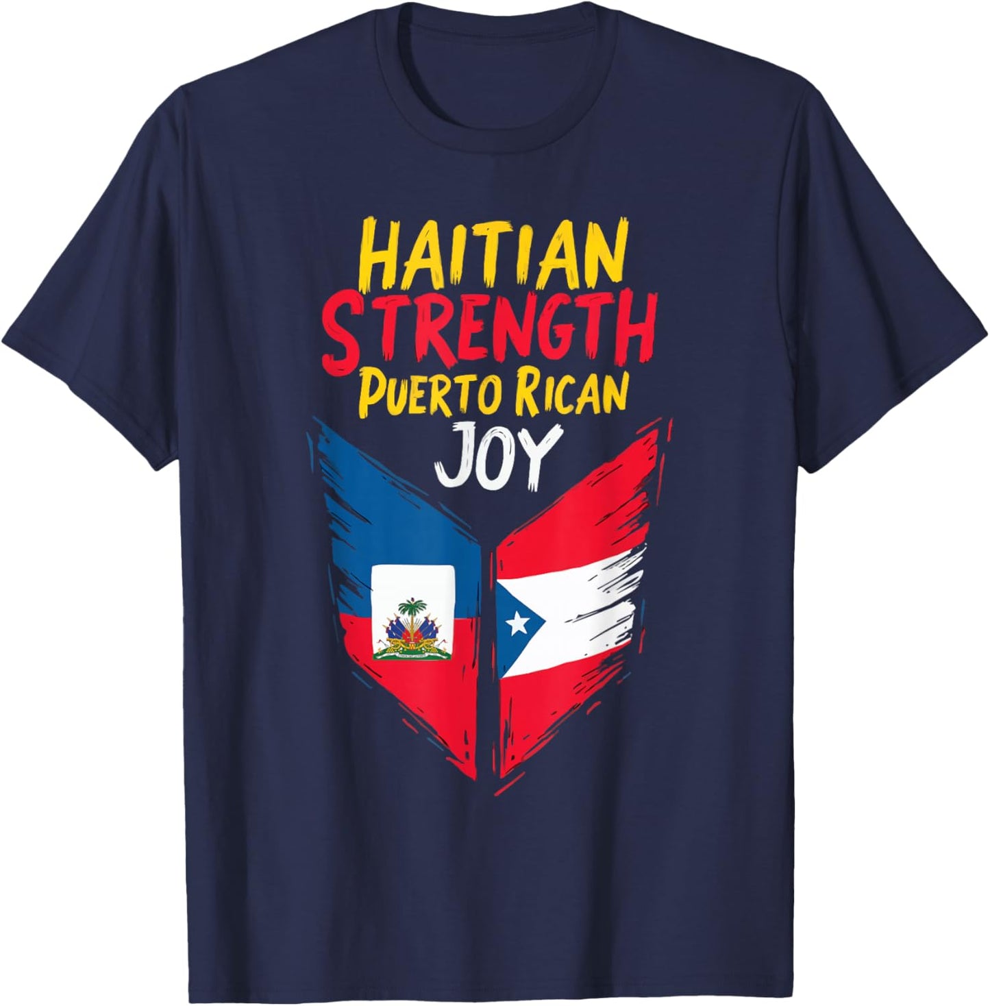 Half Haitian Half Puerto Rican Puerto Rico Flag Haiti T-Shirt - T-Shirt | Navy