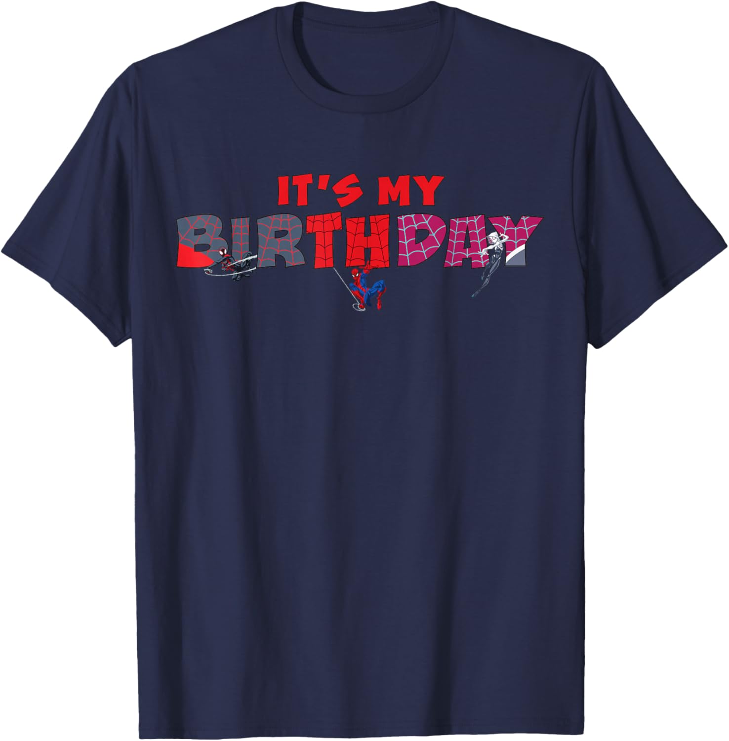 Marvel Spider-Man It's My Birthday Team Spidey Party T-Shirt - T-Shirt | Navy