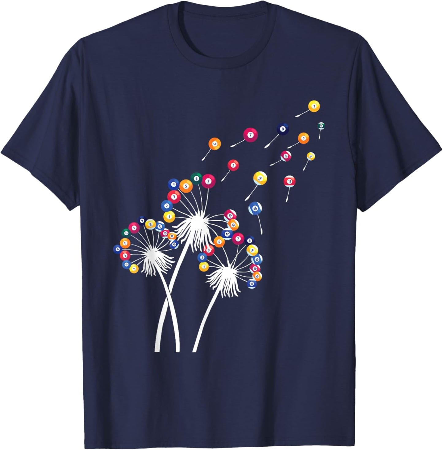 Dandelion Billiard Ball - 8 Ball Billiard Game Pool Player T-Shirt - T-Shirt | Navy