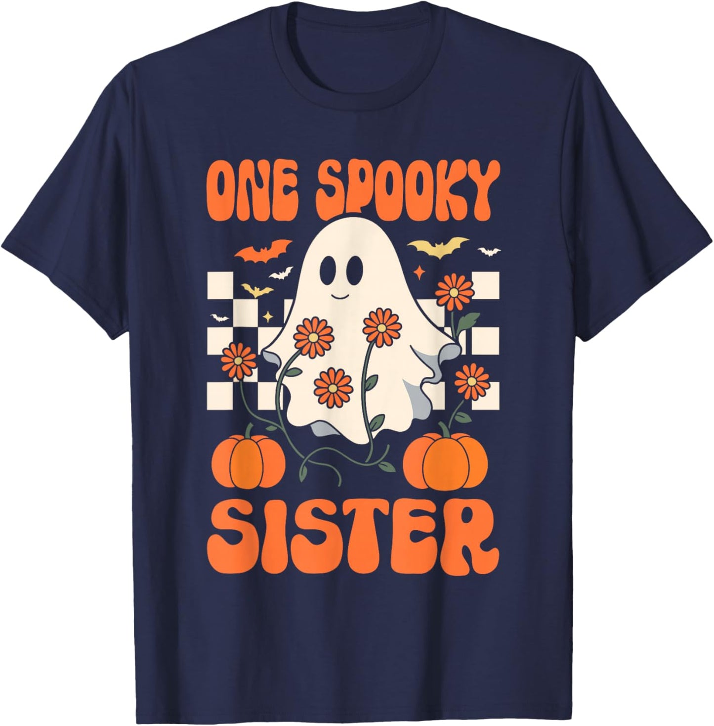 One Spooky Sister Matching Family Halloween Costumes T-Shirt - T-Shirt | Navy