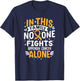 No One Fights- Appendix Cancer Awareness Supporter Ribbon T-Shirt - T-Shirt | Navy