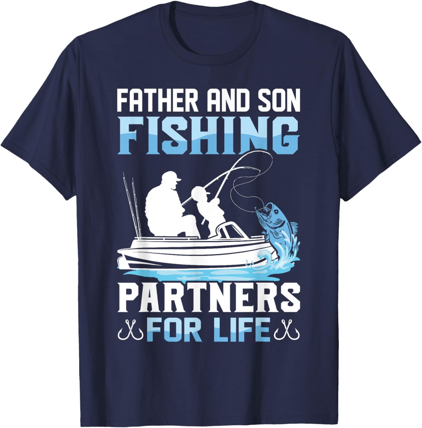 Father Son Fishing Partners For Life Funny Dad Son Matching T-Shirt - T-Shirt | Navy