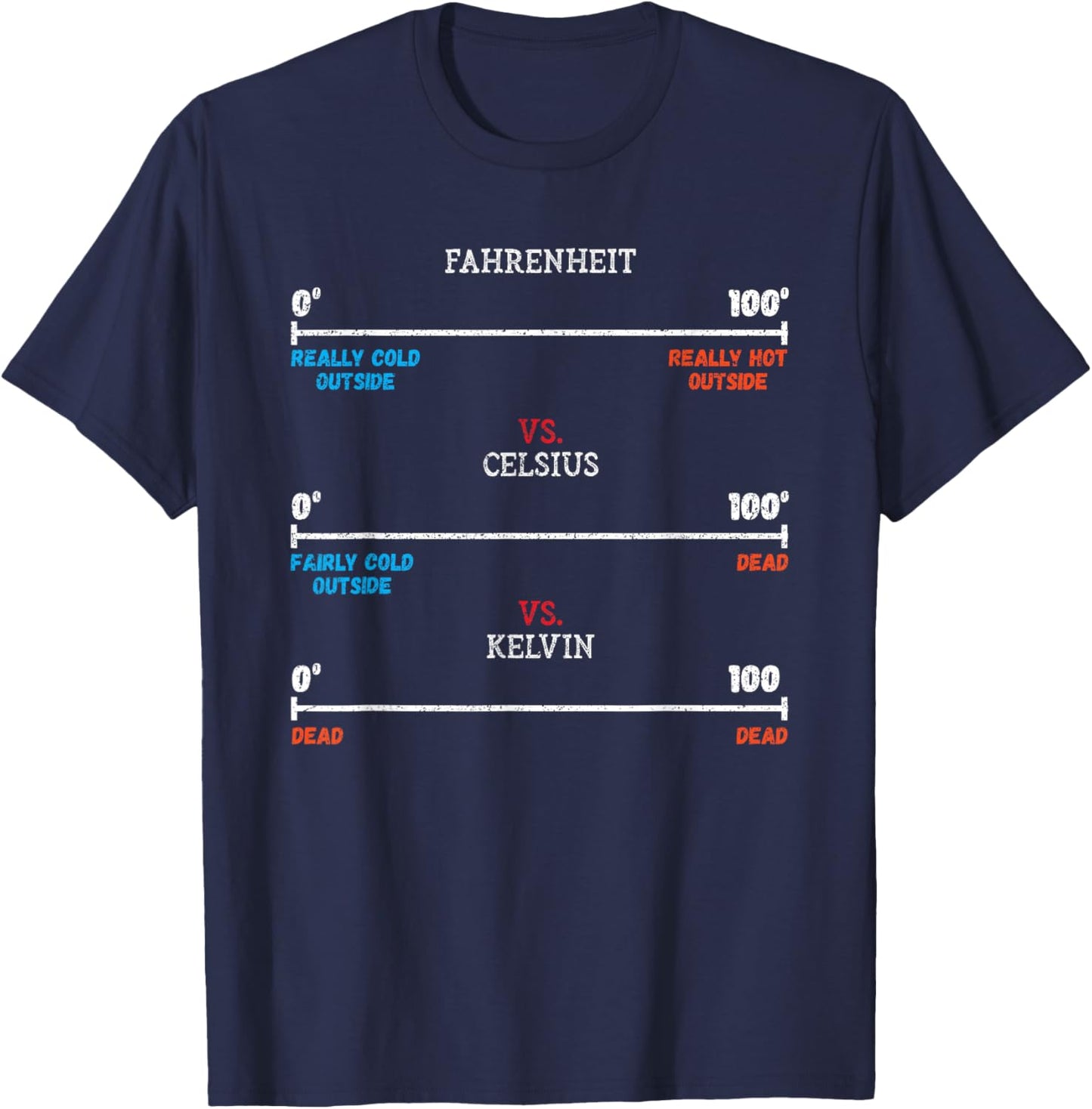 Fahrenheit vs Celsius vs Kelvin Science Humour Chemistry T-Shirt - T-Shirt | Navy