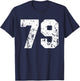Number 79 White Best Classic College Style Birthday Funny T-Shirt - T-Shirt | Navy