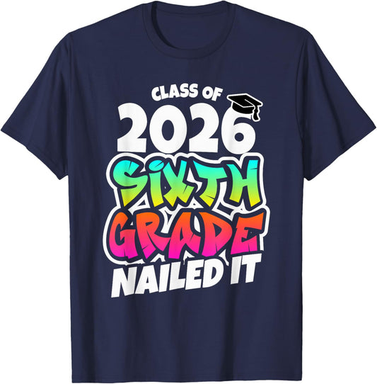 Sixth 6th Grade Grad 2026 Elementary School Graduate T-Shirt - T-Shirt | Navy