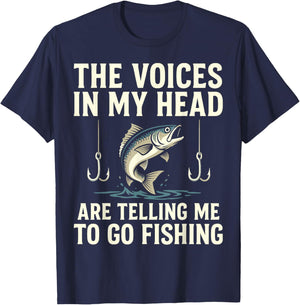 The Voices in My Head are Telling Me to Go Fishing T-Shirt - T-Shirt | Navy