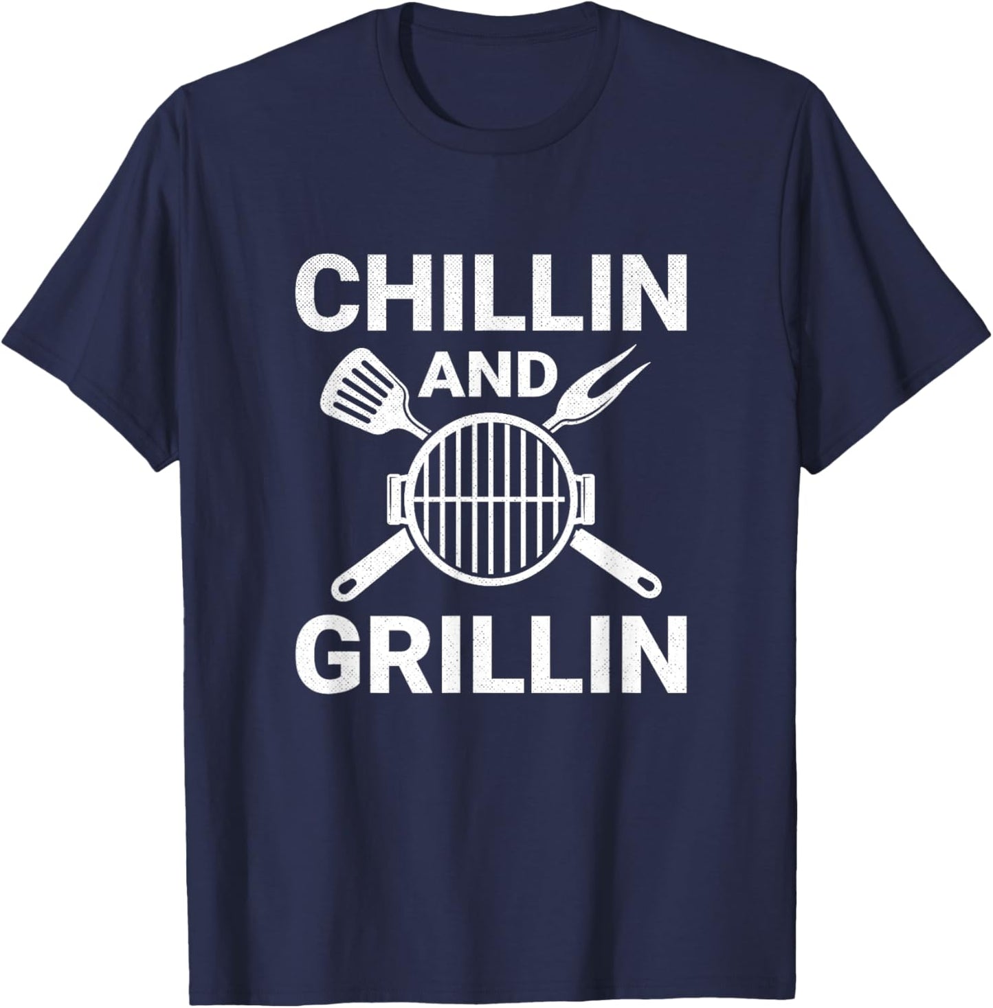 Chilling and Grilling Cookout BBQ T-Shirt - T-Shirt | Navy