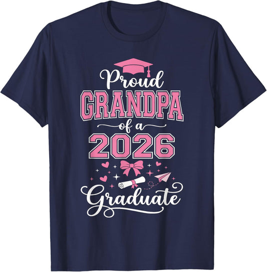 Graduation Grandpa Shirt, Proud Grandpa of A 2026 Graduate T-Shirt - T-Shirt | Navy