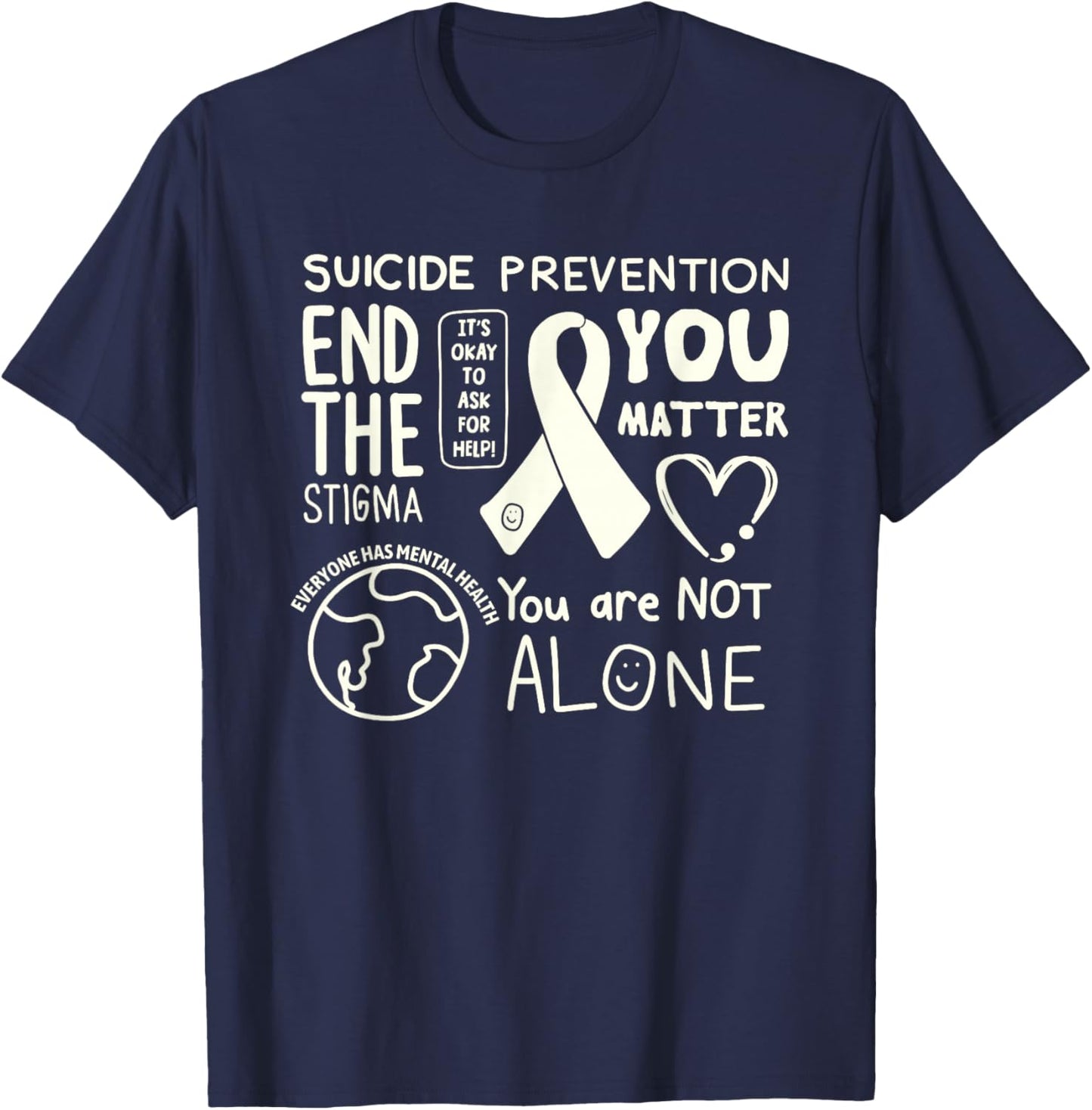 Original Happiness Project Sucide Prevention T-Shirt - T-Shirt | Navy