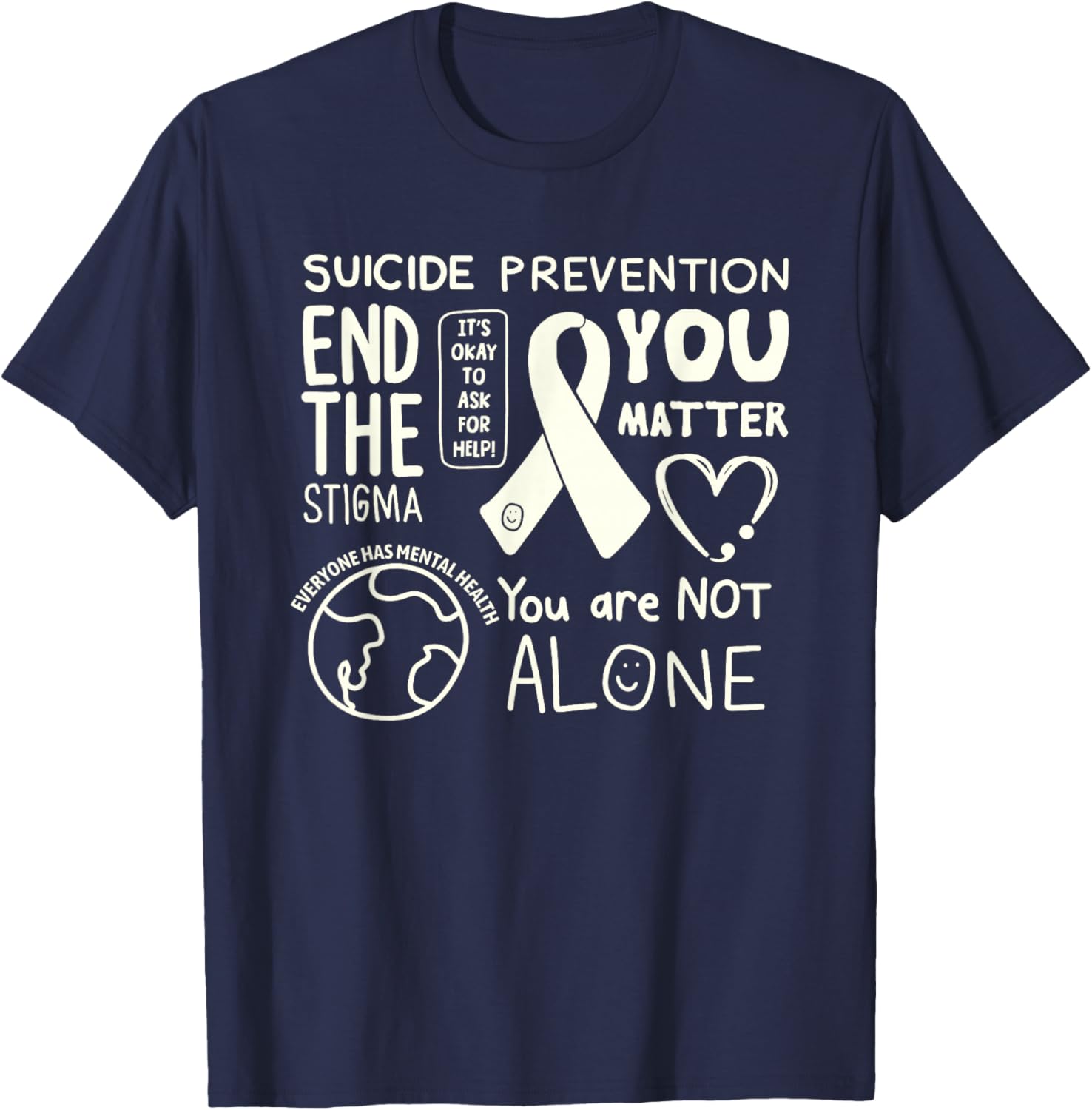 Original Happiness Project Sucide Prevention T-Shirt - T-Shirt | Navy