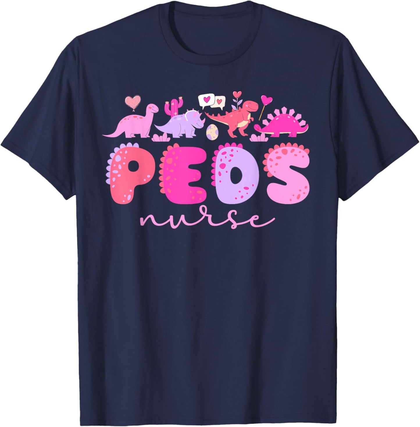 Valentine Peds Nurse Valentines Day Pediatric Nurse T-Shirt - T-Shirt | Navy