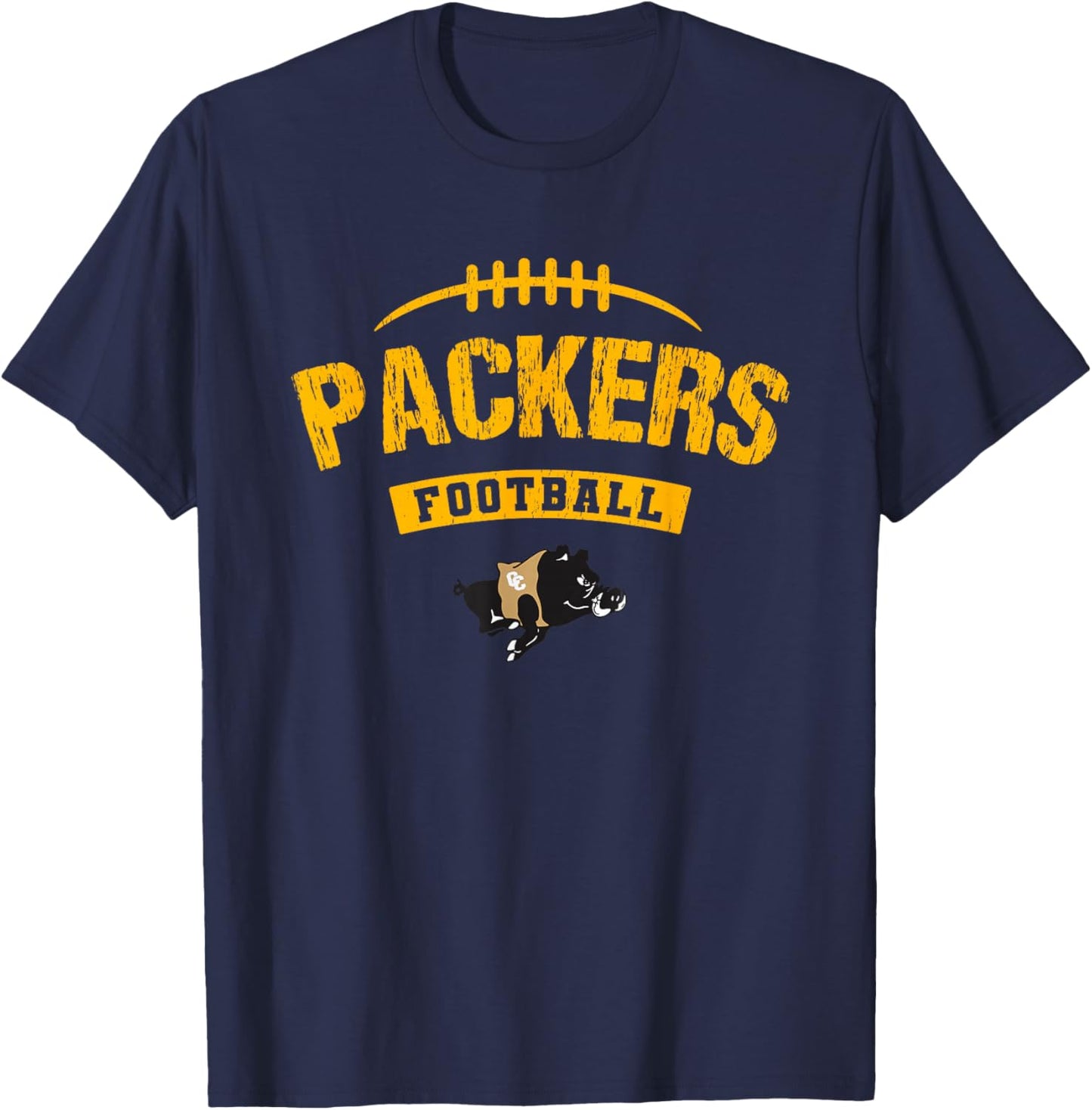 Colquitt County Packers Logo Football Distressed HS T-Shirt - T-Shirt | Navy