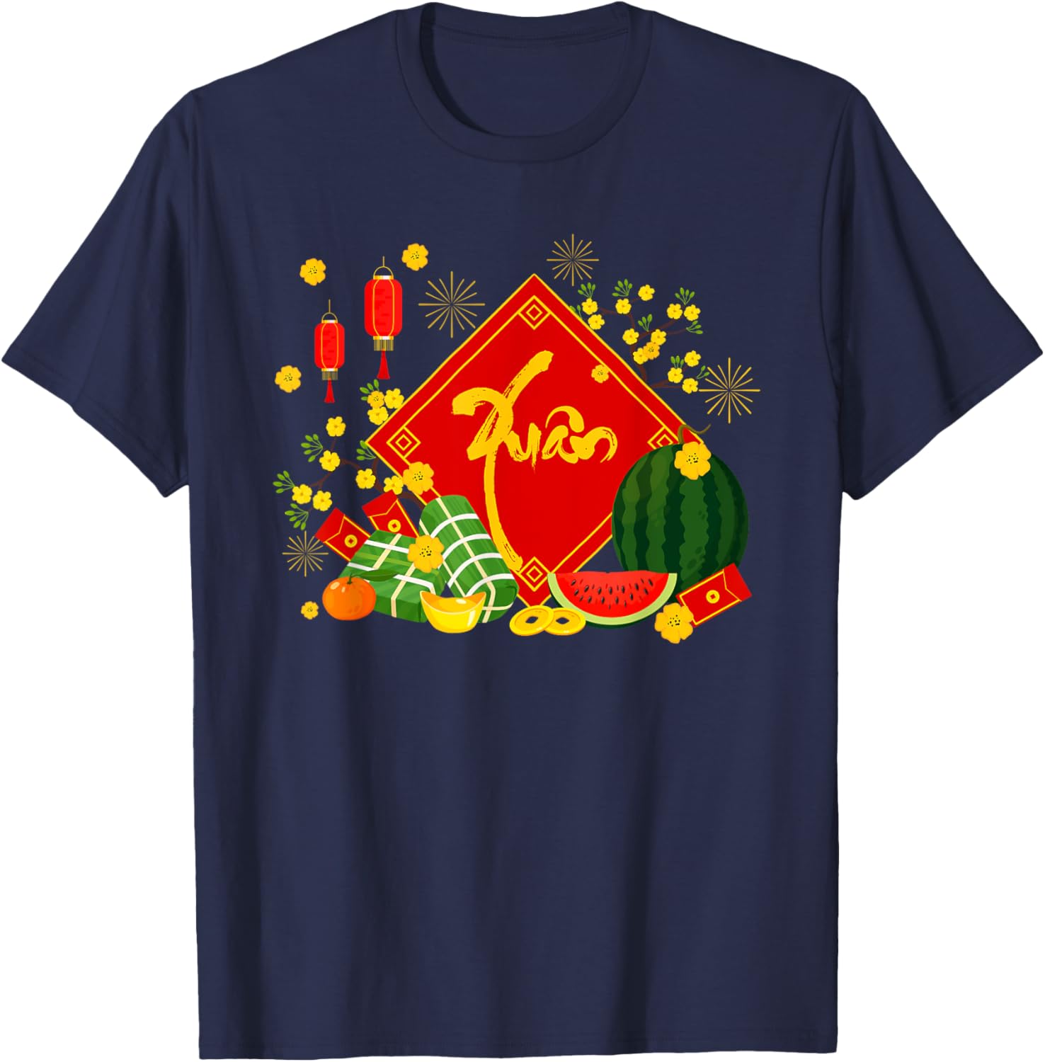 Happy Vietnamese Lunar New Year Xuan Spring Tet Holiday T-Shirt - T-Shirt | Navy