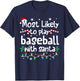 Most Likely to Play Baseball with Santa Christmas Matching T-Shirt - T-Shirt | Navy