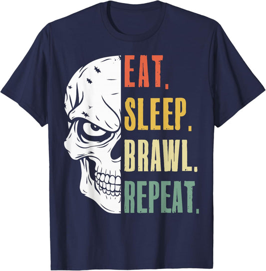 Eat Sleep Brawl Repeat Funny Video Gamer Gaming T-Shirt - T-Shirt | Navy