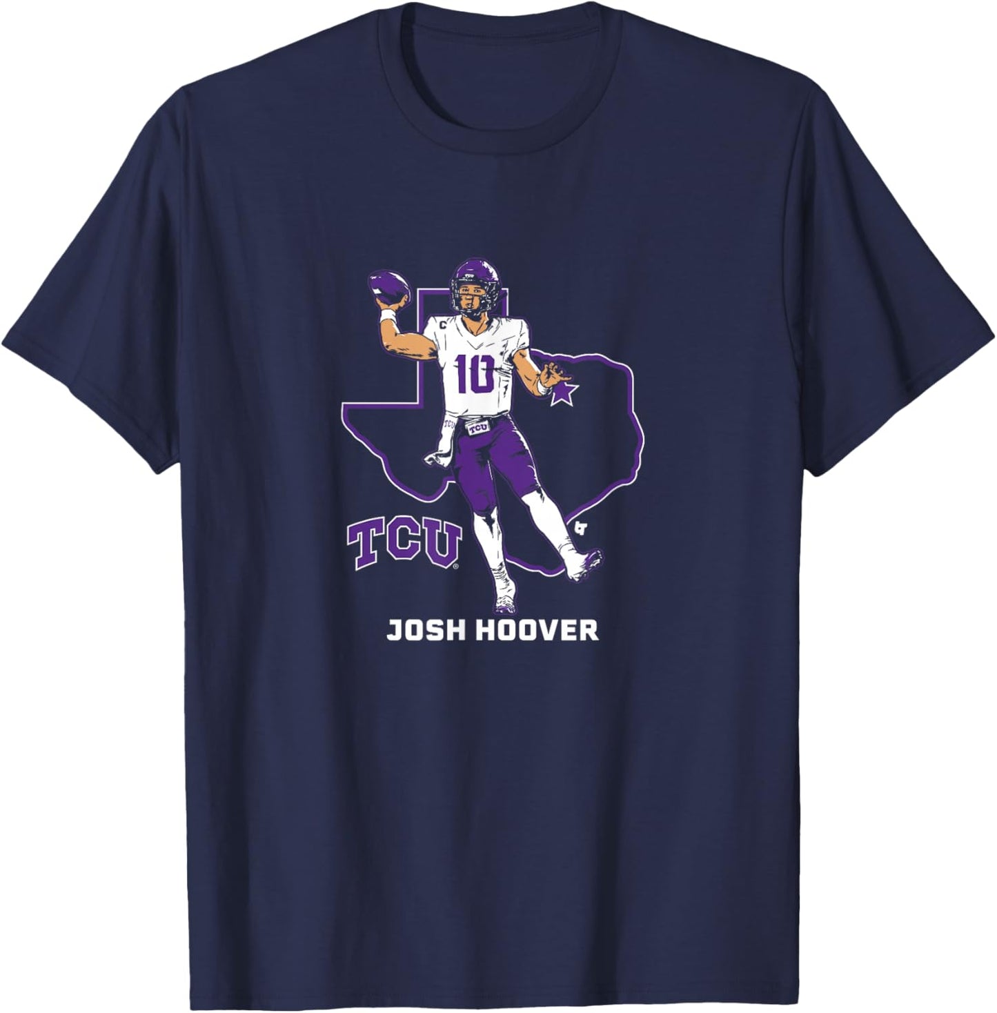 TCU Football - Josh Hoover State Star - TCU Horned Frogs T-Shirt - T-Shirt | Navy