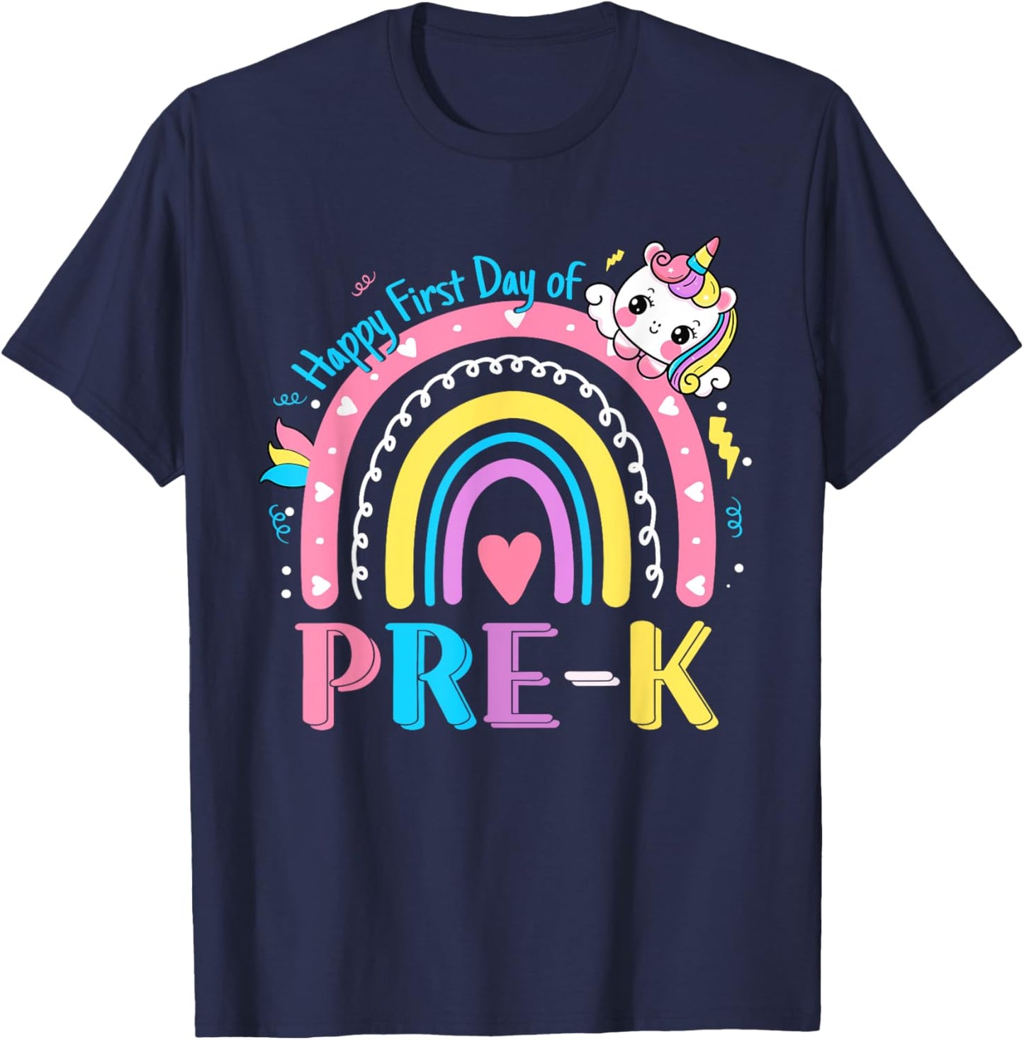 Pre-K First Day to School Team Pre K Unicorn Girl Kids T-Shirt - T-Shirt | Navy