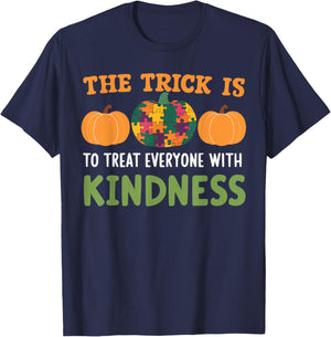 Support Autism Halloween Spooky Autistic Trick Or Treat T-Shirt - T-Shirt | Navy