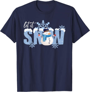 Best Winter Snow Art Women Snowman Snowflakes T-Shirt - T-Shirt | Navy