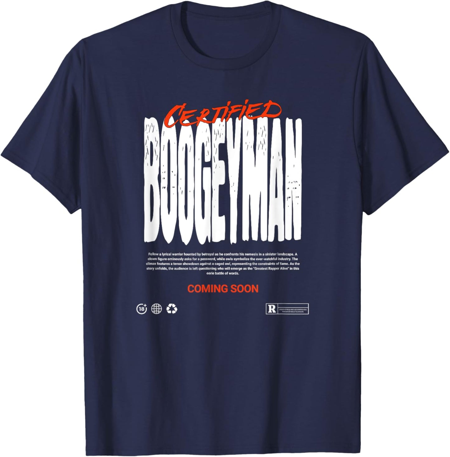 Skyscrapers Clothing Co. Certified Boogeyman -Adults Black Halloween T-Shirt - T-Shirt | Navy