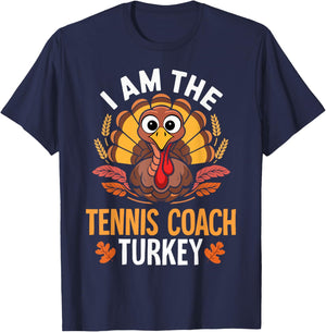 Thanksgiving I'm The Tennis Coach Turkey Matching T-Shirt - T-Shirt | Navy