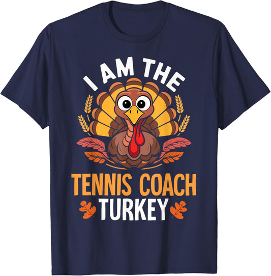 Thanksgiving I'm The Tennis Coach Turkey Matching T-Shirt - T-Shirt | Navy