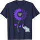 Cystic Fibrosis Awareness Sunflower Elephant Butterfly T-Shirt - T-Shirt | Navy