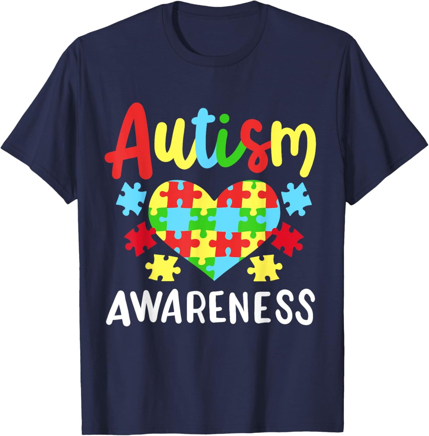 Autism Awareness , Small, Black T-Shirt - T-Shirt | Navy