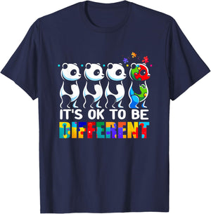 Autism Awareness Panda Kid Boys Its Ok ToBe Different T-Shirt - T-Shirt | Navy