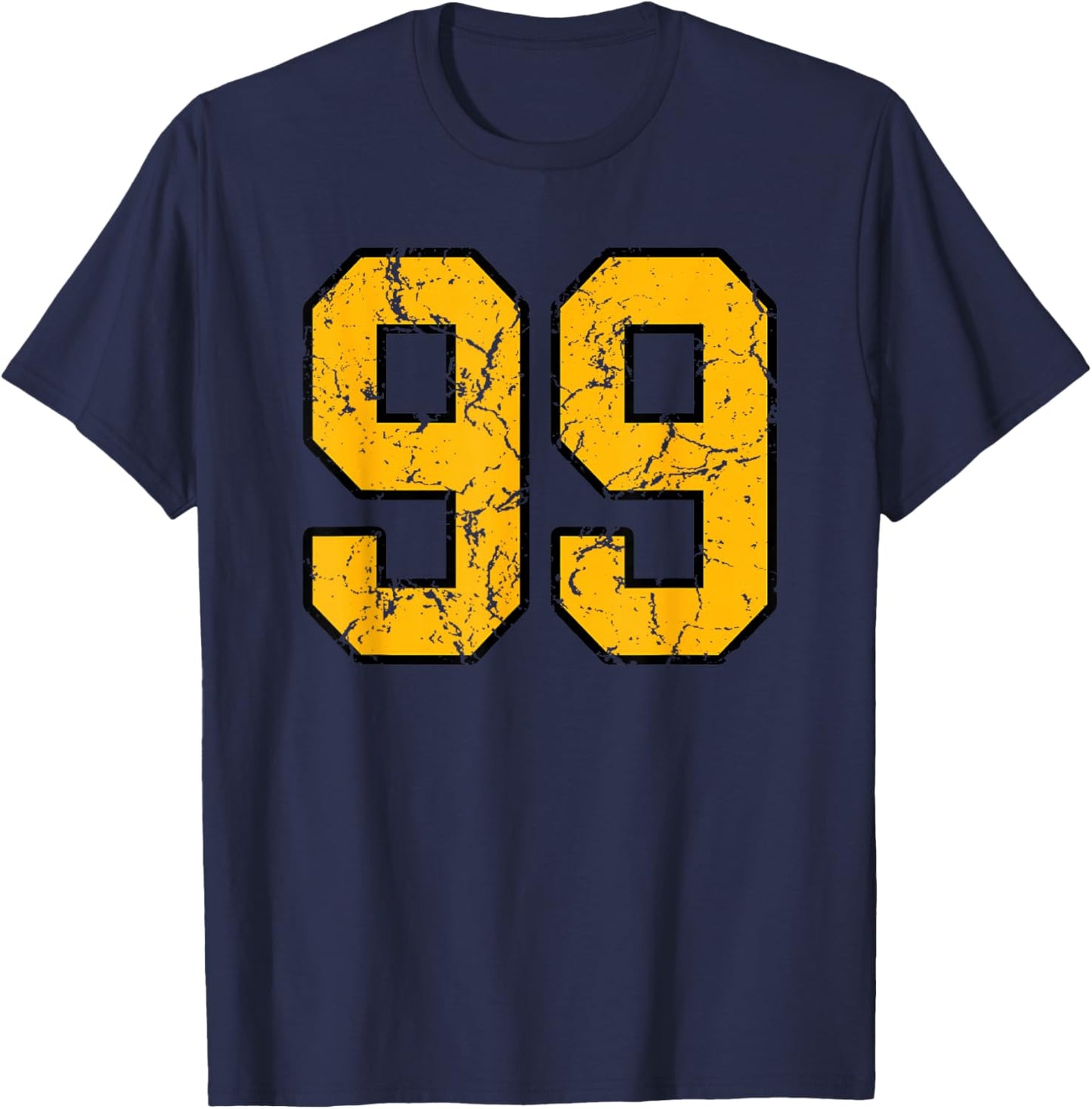 Gold and Black Sports Number 99 Jersey Uniform Player T-Shirt - T-Shirt | Navy