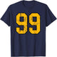 Gold and Black Sports Number 99 Jersey Uniform Player T-Shirt - T-Shirt | Navy