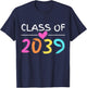 Class of 2039 Grow with Me Shirt Back School Colors Heart T-Shirt - T-Shirt | Navy