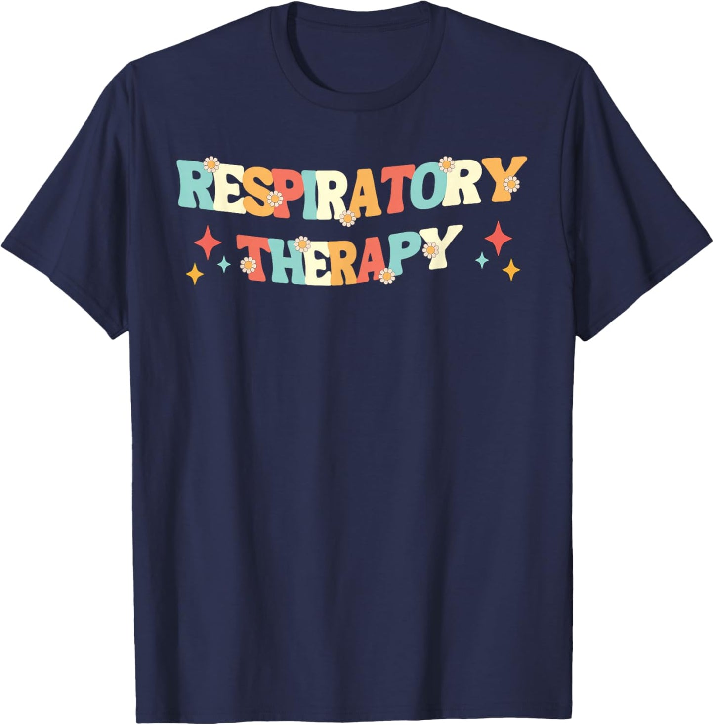 Respiratory Therapy Respiratory Therapist Retro Groovy T-Shirt - T-Shirt | Navy
