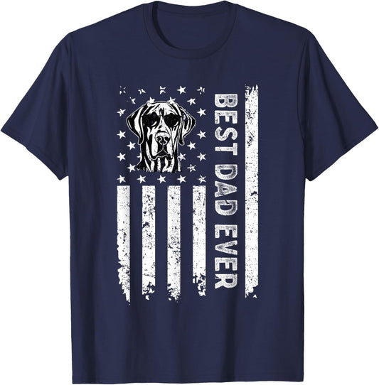 Best Great Dane Dog Dad Ever Fathers Day USA Flag Women Kids T-Shirt - T-Shirt | Navy
