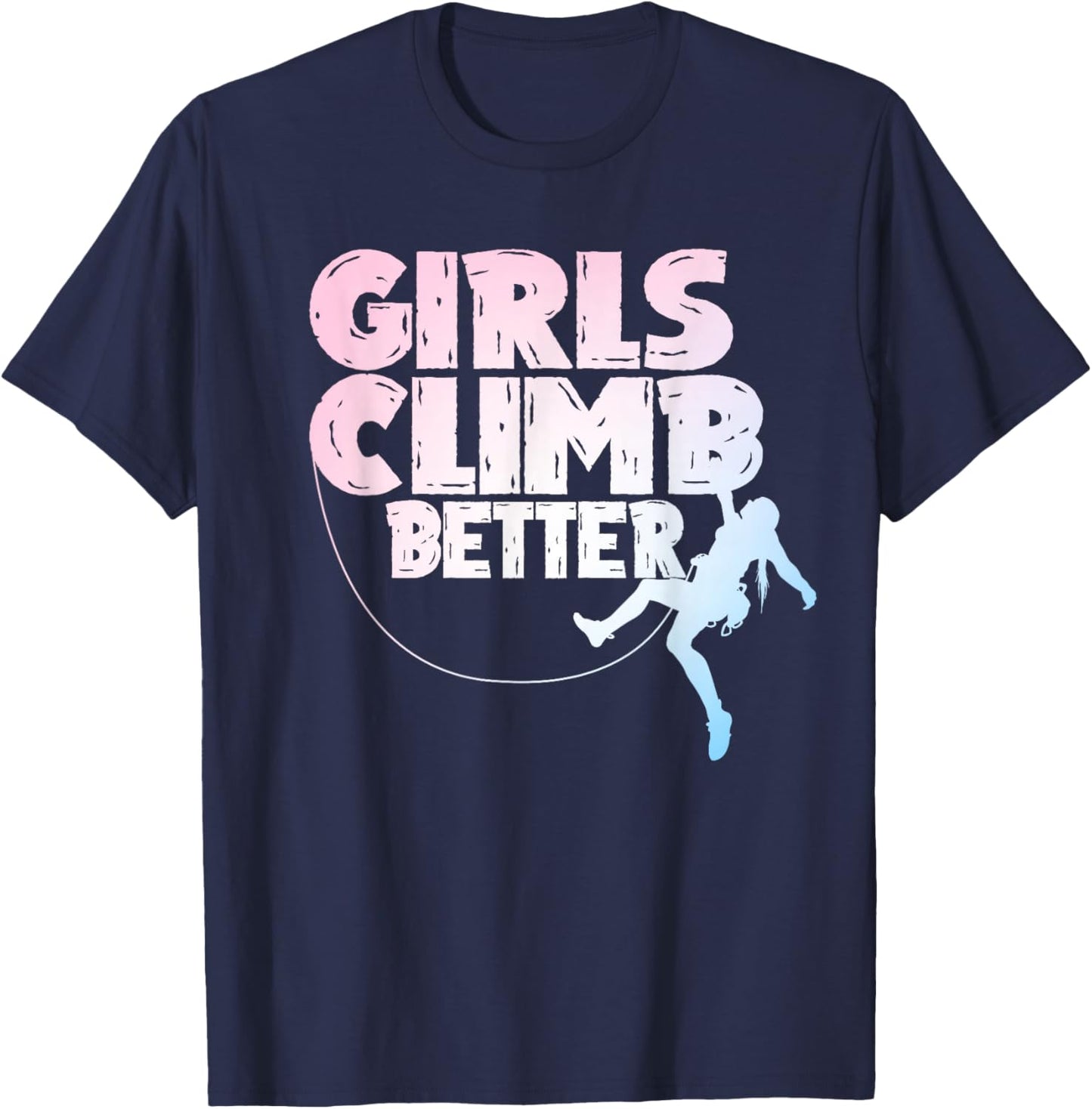 Cool Rock Climber Art Girls Indoor Rock Climbing T-Shirt - T-Shirt | Navy