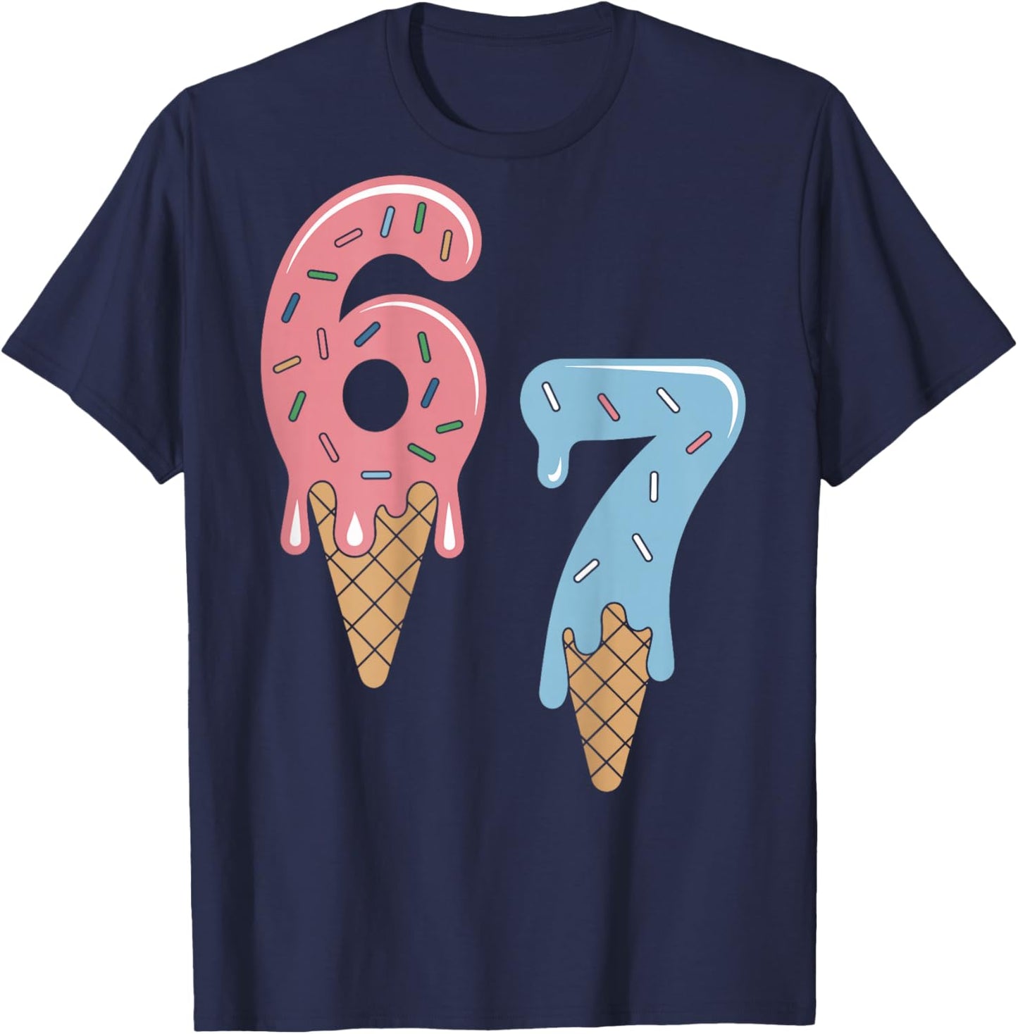 Funny Six Seven Meme 6 7 Shirt Retro T-Shirt - T-Shirt | Navy