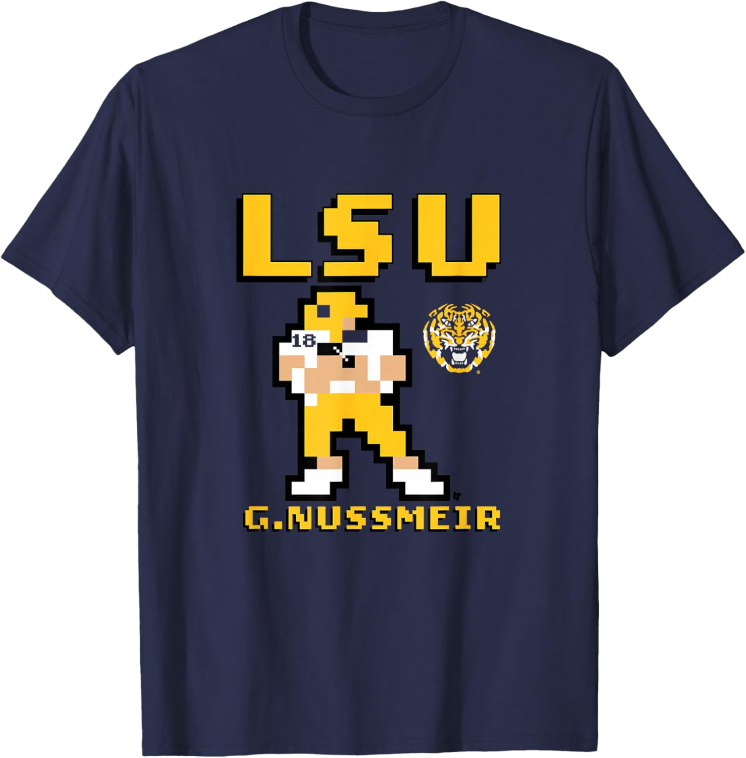 Garrett Nussmeier - Retro Baller - LSU Tigers Football T-Shirt - T-Shirt | Navy