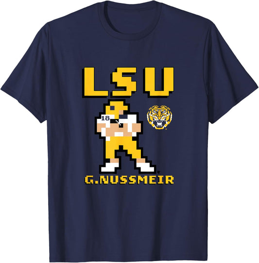 Garrett Nussmeier - Retro Baller - LSU Tigers Football T-Shirt - T-Shirt | Navy