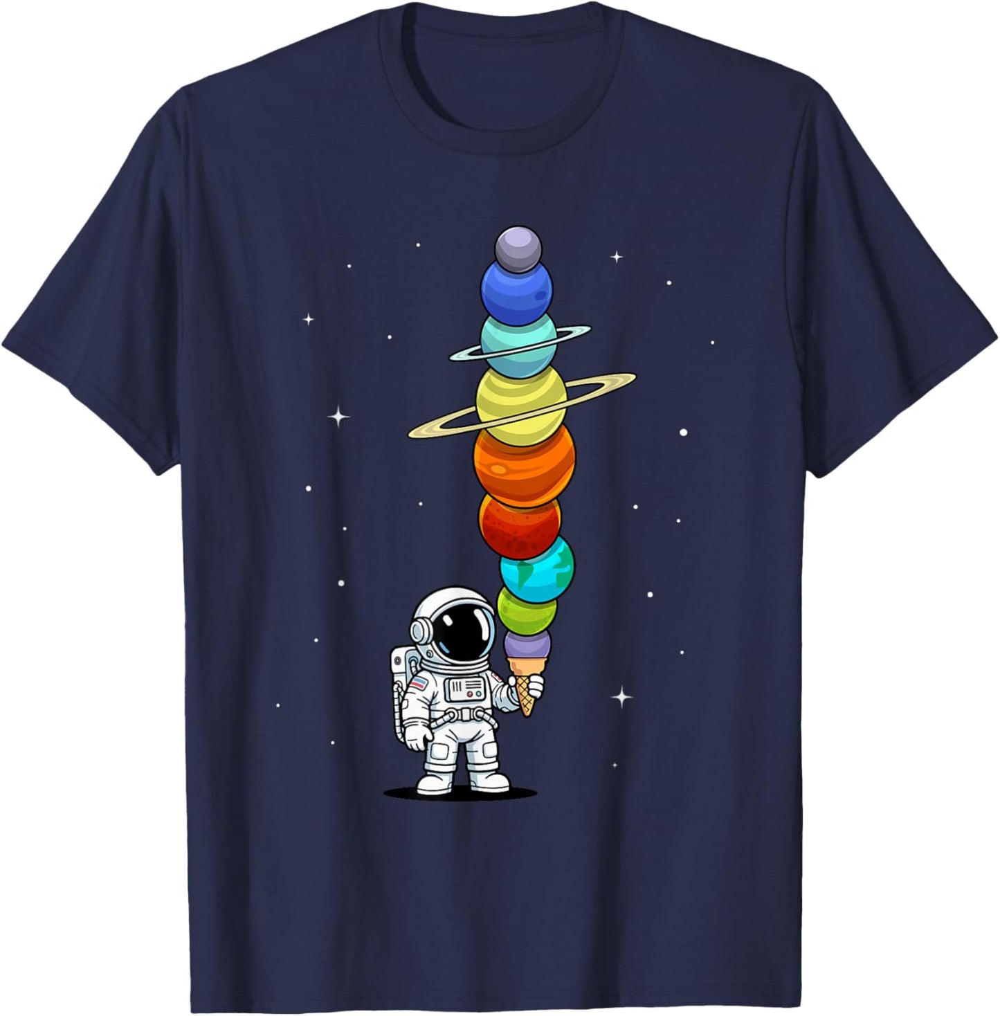 Space Astronaut Ice Cream Cone Planets Solar Systems Boys T-Shirt - T-Shirt | Navy
