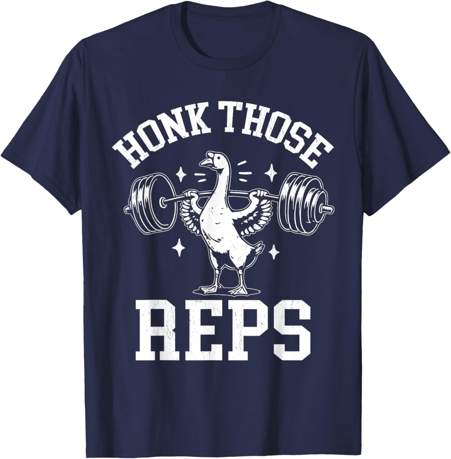 Honk Those Reps Funny Goose Weightlifting Retro Goose Gym T-Shirt - T-Shirt | Navy