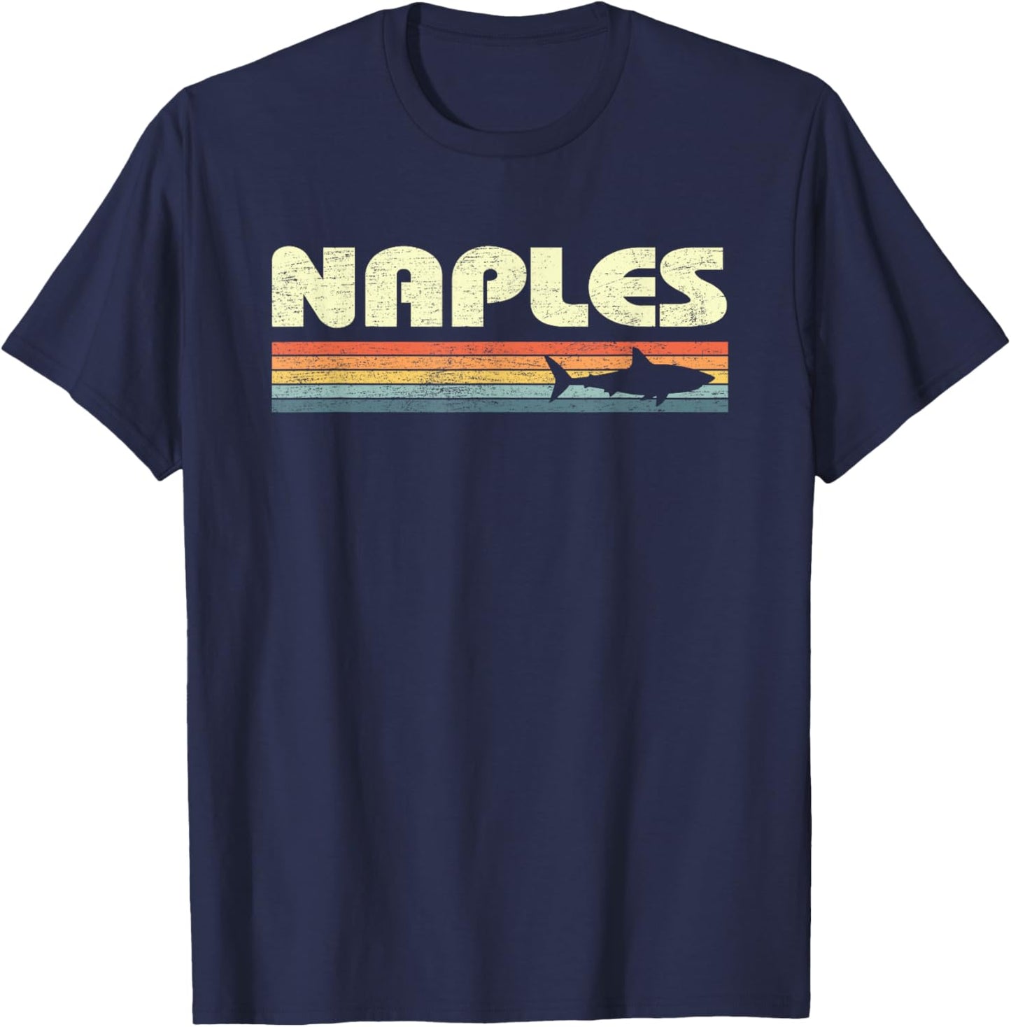 Naples Florida Vintage Shark Souvenir T-Shirt - T-Shirt | Navy