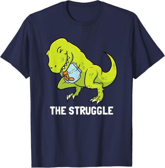 T-Rex Short Arms Shirt No Cookies Struggle Dinosaur Gift T-Shirt - T-Shirt | Navy