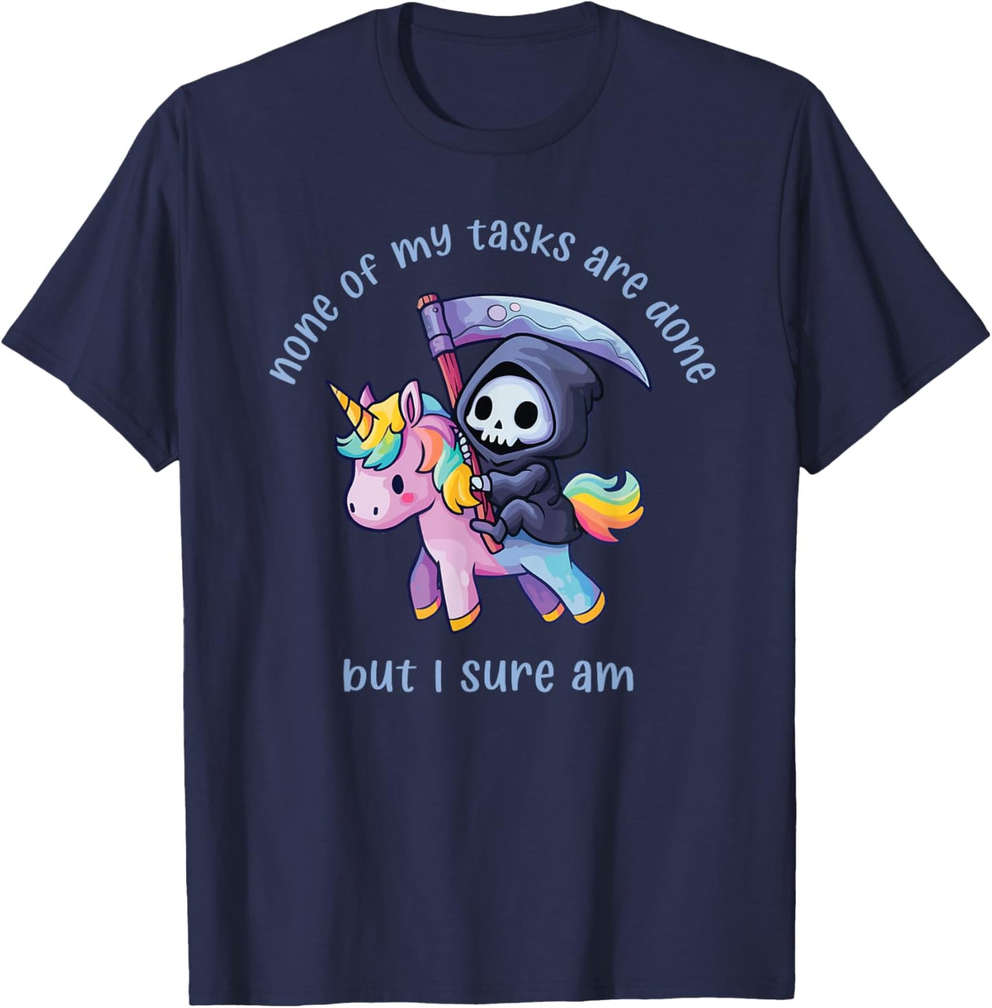 Funny Pastel Goth Unicorn Cute Grim Reaper T-Shirt - T-Shirt | Navy